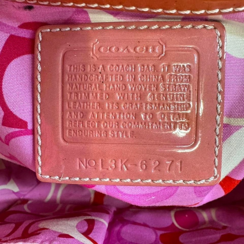 Y2k Coach‎ 2003 Pink Basket Weave Straw Leather Soho Buckle Bag - Picture 9 of 9